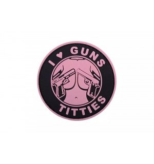 ПВХ патч 3D - I Love Guns Titties - Pink