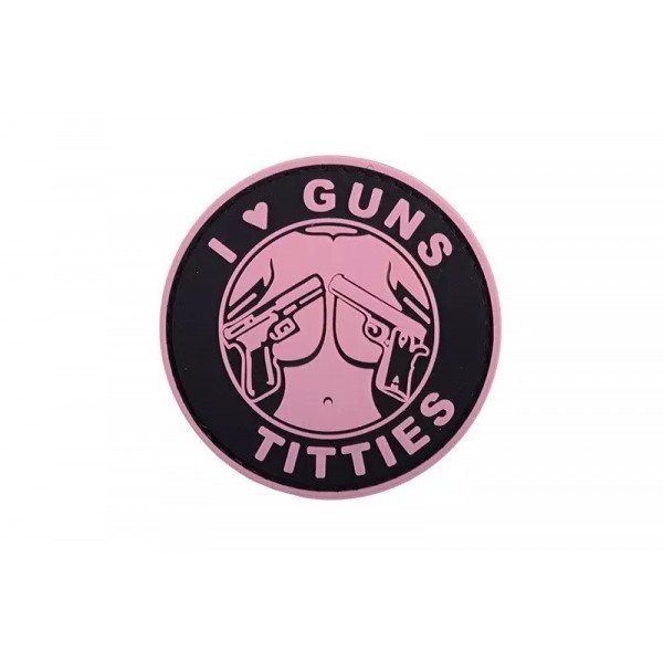 ПВХ патч 3D - I Love Guns Titties - Pink