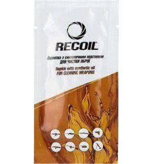 Серветка з синтетичним мастилом для чищення зброї Recoil, 5 гр