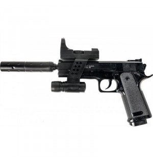 G053A страйкболний пістолет Galaxy Beretta 92 пластик + глушник + лазер