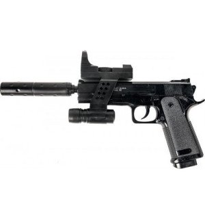G053A страйкболний пістолет Galaxy Beretta 92 пластик + глушник + лазер