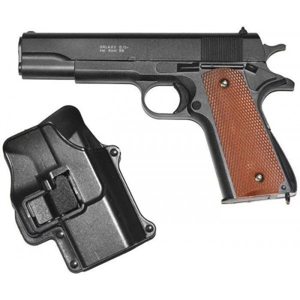G13+ страйкболний пістолет Galaxy Colt M1911 Classic метал пластик с кобурой чорний