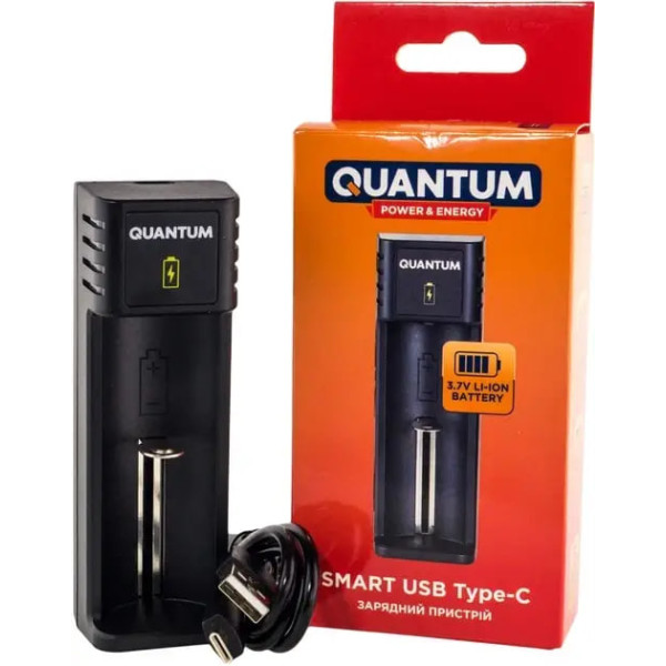 Зарядний пристрій Quantum QM-BC2010 для Li-ion акумуляторів 3.7V, 1 слот, USB FT
