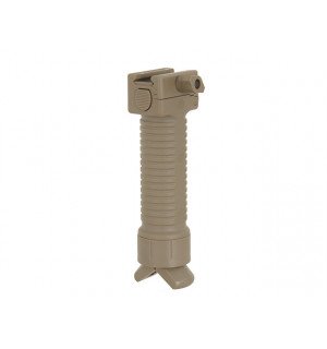 Weapon grip with a retractable bipod and rail - Dark Earth